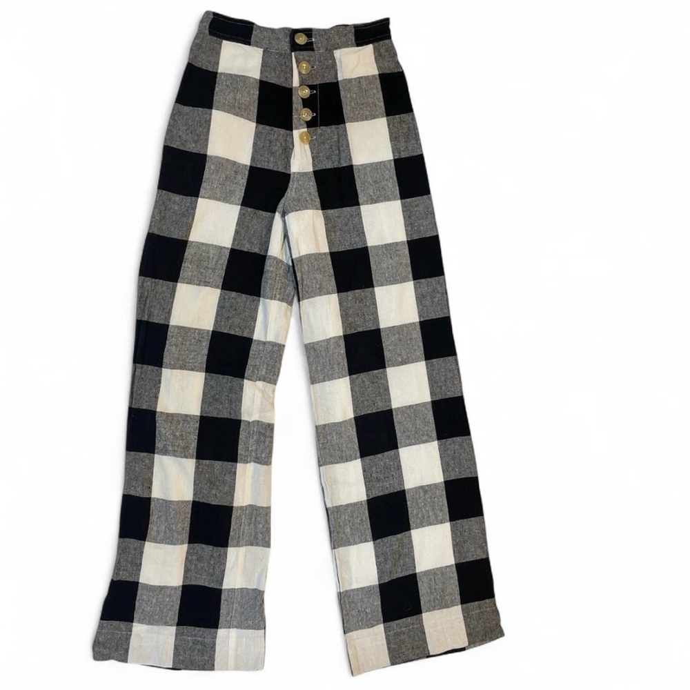The Odells Sydney button pants in windowpane plaid